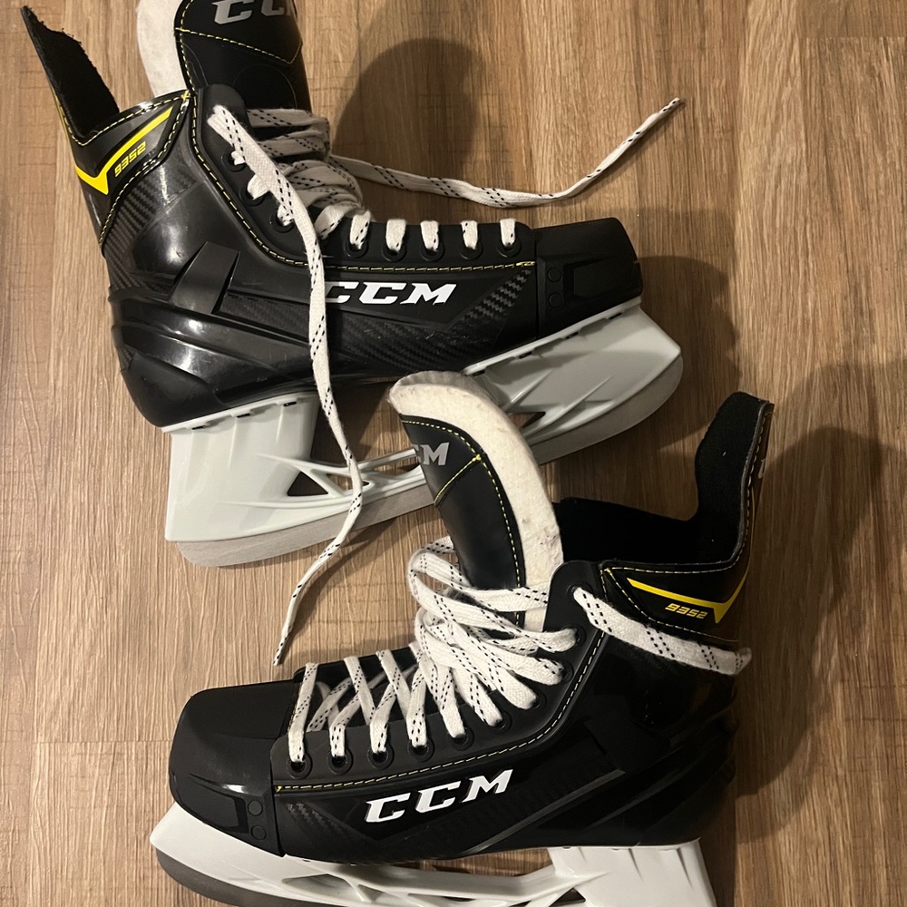 CCM Black and White Hockey Skates with Yellow Detail